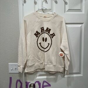 Cream Sweatshirt with Brown Graphic